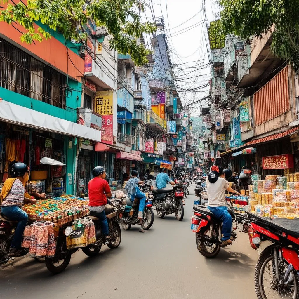 Busy Street in Hanoi Old Quarter